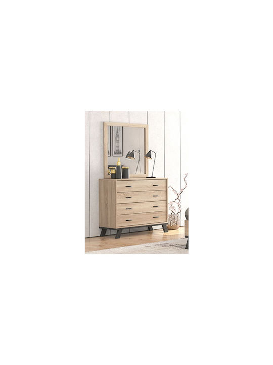 Comoda pentru Dormitor Lemnoasă Νο 6 cu 4 sertare Latte 93.5x44.5x88buc