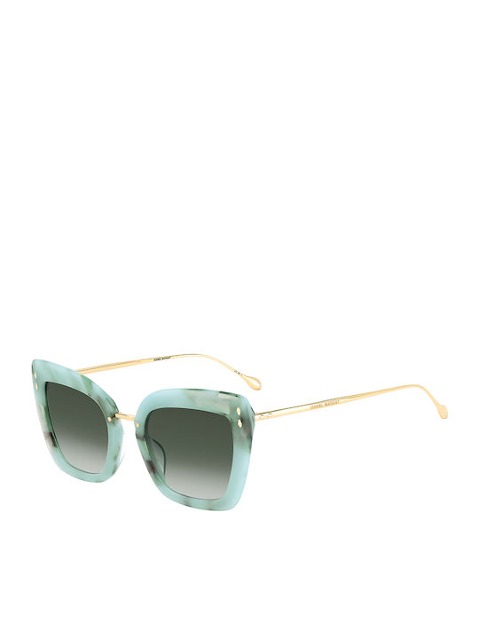 Women's Sunglasses with Multicolour Frame and Green Gradient Lens