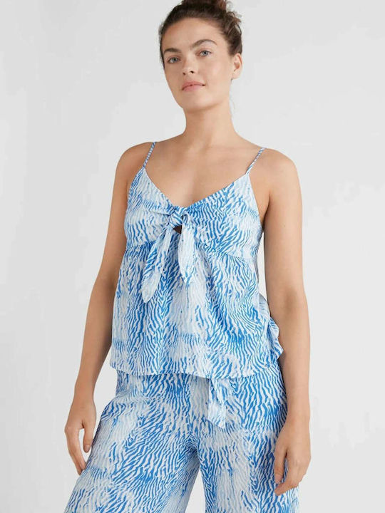 Women's Summer Blouse with Straps Light Blue