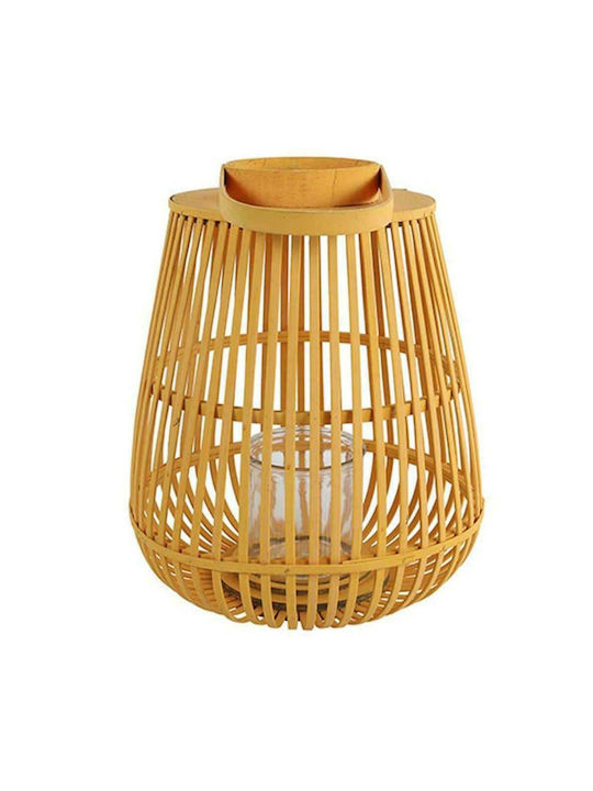 Atmosphera Lantern Wooden Tabletop Yellow 35x35x40εκ. 1pcs