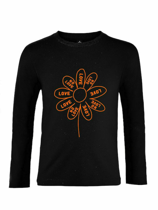 Children's Long Sleeve " Love, No Love, Daisy Flower, She Loves Me, She Doesn't Love Me, Picking Daisies ", Black