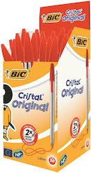 Bic Cristal Original Pen Ballpoint 1mm with Red Ink 50pcs