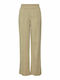 Damen Hoch tailliert Stoff Hose mit Gummizug in Weiter Linie Beige