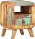 Bedside Table of Solid Wood Ανακυκλωμένο Ξύλο Πολύχρωμο 30x30x41cm