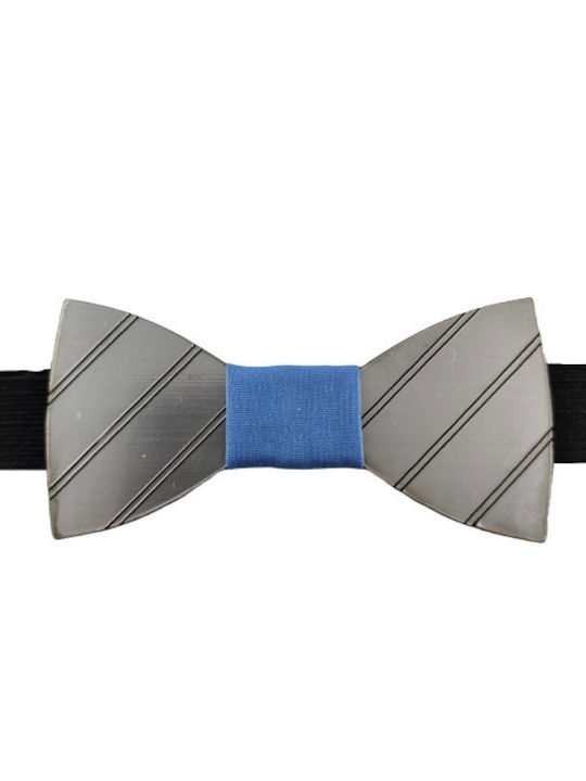 Children's Bow Tie Metal Face Silver Bow Blue Binding Bonjour Bebe "SILVER0002"