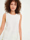 Funky Buddha Women's Summer Blouse Linen Sleeveless White