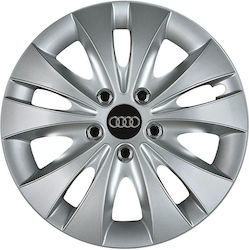 Jestic Car Hubcap Set Storm X with Audi Emblem 15" 4pcs Silver K