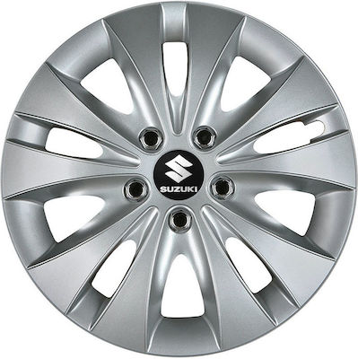 Jestic Auto Radkappen Set Storm X mit Marke Suzuki 4Stück 14" Silber