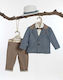 Lollipop Boys Baptism Suit with Blazer 6pcs Brown