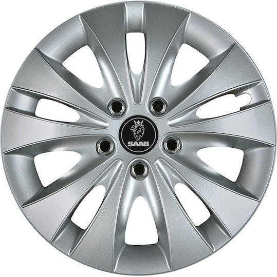 Jestic Car Hubcap Set Storm X with Saab Emblem 14" 4pcs Silver