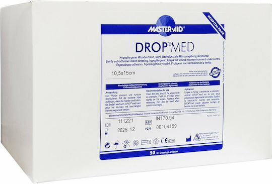 Master Aid Drop Med Αυτοκόλλητες Γάζες 10.5x15cm 50τμχ