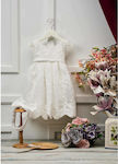 La Christine Ιβουάρ Βαπτιστικό Σετ Ρούχων με Αξεσουάρ Μαλλιών & Φόρεμα από Δαντέλα 2τμχ
