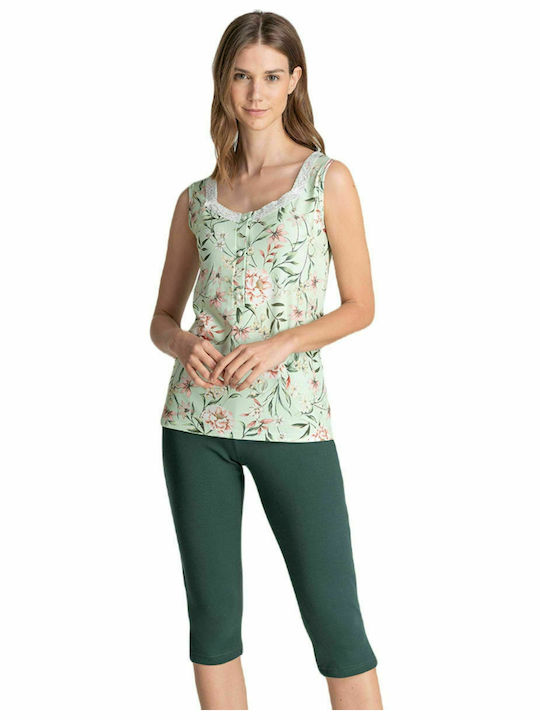 Odyssey Sommer Damen Pyjama-Set Baumwolle Grün