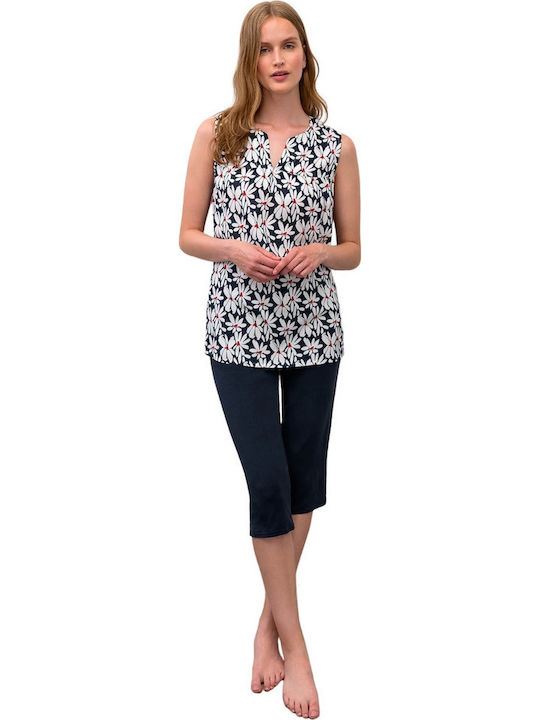 Vamp Sommer Damen Pyjama-Set Blue Captain