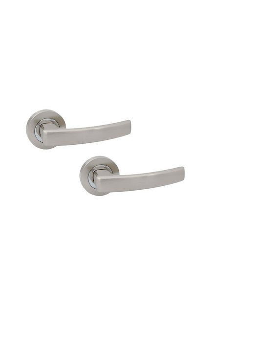Deco Ceramica Πόμολο Μεσόπορτας με Ροζέτα DK1132 Ζεύγος Νίκελ