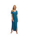 Vamp Women's Maxi Dress Beachwear Blue Moroccan