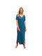 Vamp Damen Maxi Kleid Strand Blue Moroccan