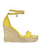 Mykonos 789 Women's Suede Ankle Strap Platforms Yellow