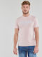 Guess Ανδρικό T-shirt Ροζ με Λογότυπο