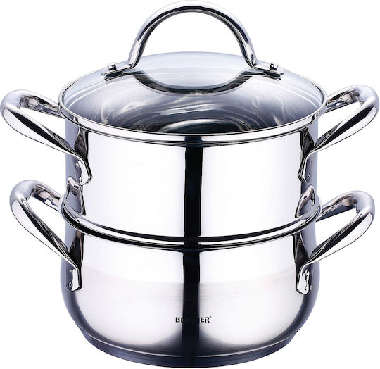 Bergner Gourmet Комплект Саксии От Неръждаема Стомана Сребристи 2 Части