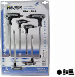 Maurer Set of 6 Allen Wrenches in T-Shaped Design