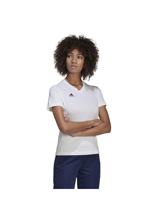 Adidas Damen Sport T-Shirt mit V-Ausschnitt Weiß