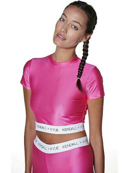 Γυναικείο Αθλητικό Crop Top Κοντομάνικο Φούξια