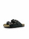 Relaxshoe Leather Women's Flat Sandals in Black Color