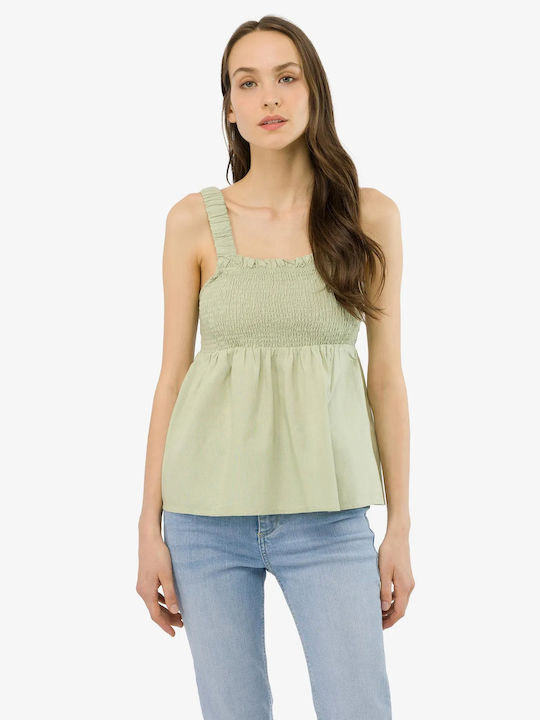 Tiffosi Damen Sommerliche Bluse Baumwoll mit Trägern Grün