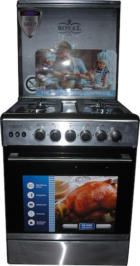 Din Gas Royal 9604 SF Κουζίνα Υγραερίου 68lt με Εστίες Υγραερίου Π60εκ. Inox