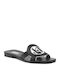 Leder Flache Sandalen für Damen in Schwarz Farbe