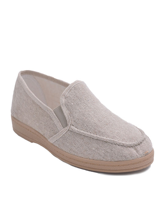 Heel Enclosed Men's Slipper Beige