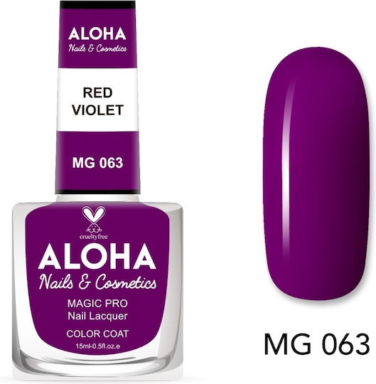 Aloha MG Glossy Βερνίκι Νυχιών Μακράς Διαρκείας Μωβ 063 15ml