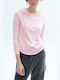 American Vintage Bluza de Damă din Bumbac Mânecă lungă Roz