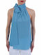 Women's Summer Blouse Off-Shoulder Sleeveless Light Blue