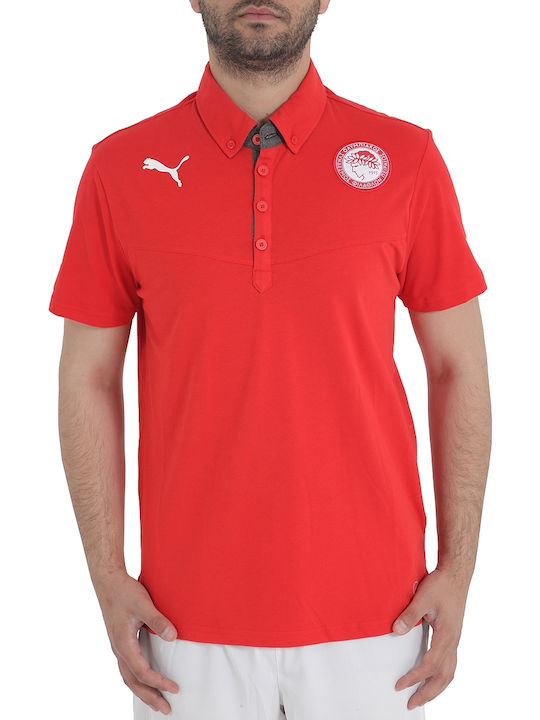 Puma Olympiakos Bluza pentru bărbați cu mâneci scurte Polo Roșu