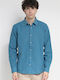 Long-sleeved Linen Shirt Petrol Blue