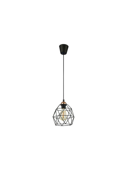 TK Lighting Galaxy Pendant Light Single-Light Grid for Socket E27 Black