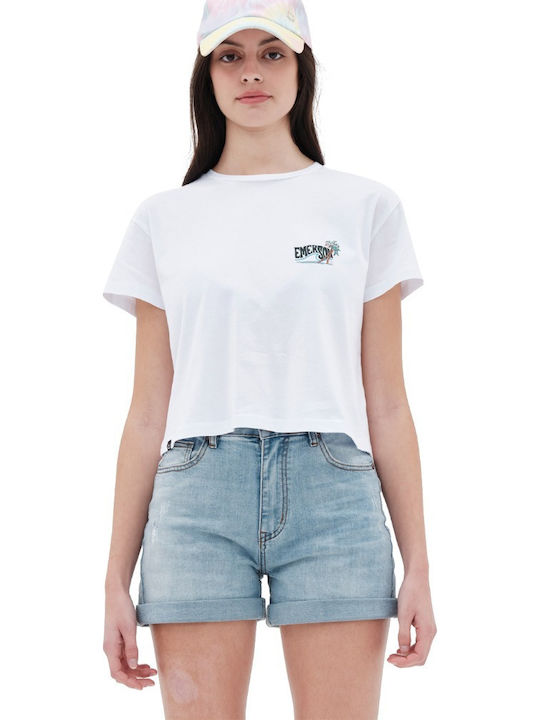 Emerson Γυναικείο Crop T-shirt Λευκό