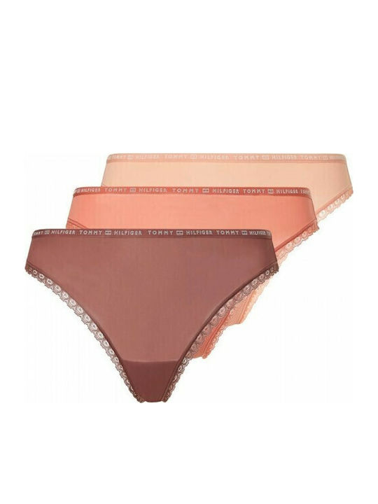 Tommy Hilfiger Γυναικεία String 3Pack Καφέ