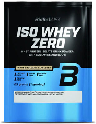 Biotech USA Iso Whey Zero With Glutamine & BCAAs Fără Gluten & Lactoză cu Aromă de Ciocolată albă 25gr