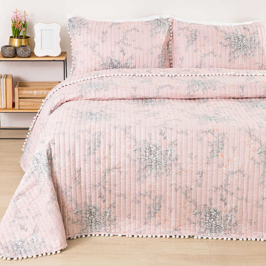 Borea Bijou Set Coverlet Queen Size Microfiber Pink 220x240cm 3pcs