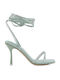 Jeffrey Campbell Fabric Women's Sandals Shimmer Green with Thin High Heel 0101003545