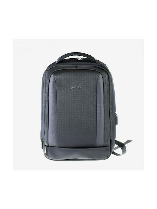 Pierre Cardin Men's Fabric Backpack with USB Port Black