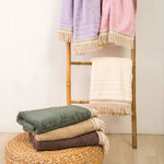 Borea Sunshine Beach Towel Cotton Ecru with Fringes 160x76cm.