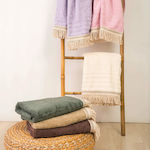 Borea Sunshine Beach Towel Cotton Pink with Fringes 160x76cm.