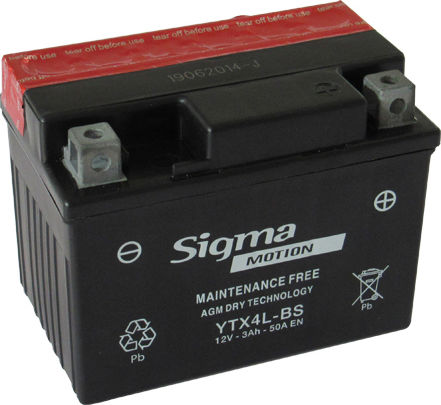 Sigma Inchis Baterie Motocicleta YTX4L-BS cu Capacitatea 3Ah