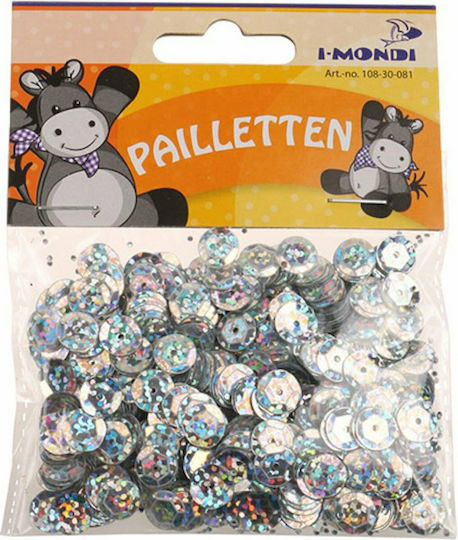 I-Mondi Plastic Craft Sequin Silver Decorative Iridescent Beads 9mm 15gr
