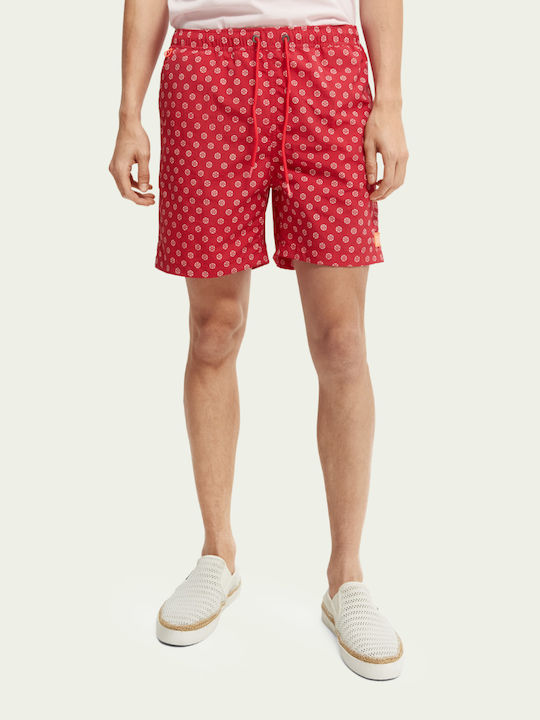 Scotch & Soda Men's Swimwear Shorts Red with Patterns