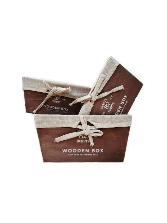 Σετ καλάθια-ψωμιέρες ξύλινα με ύφασμα 3 τεμαχίων Wooden Box καφέ - For Home
